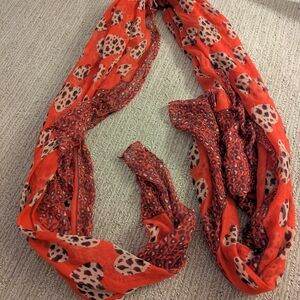 Leopard Print Red Scarf